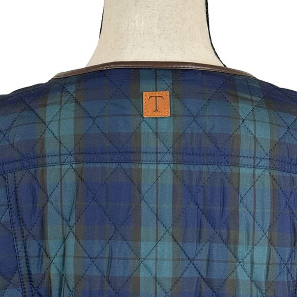 Talbots SZ 12 Full-Zip Jacket Quilted Plaid Pockets Lined Long Sleeve Navy Blue - Picture 5 of 8